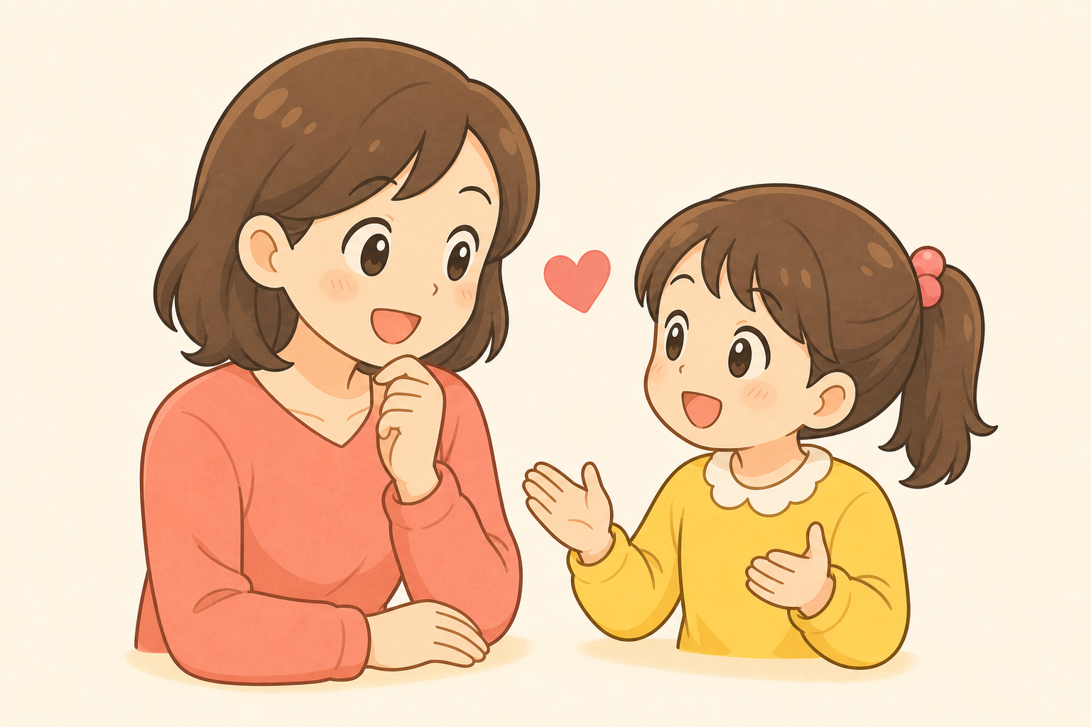 親子で会話しているイラスト